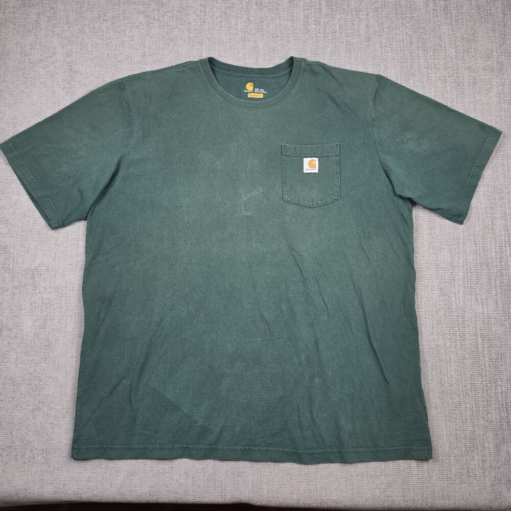 Carhartt K87 Pocket T Shirt Mens 2XL Tall Hunter Green Heavyweight Workwear Tee